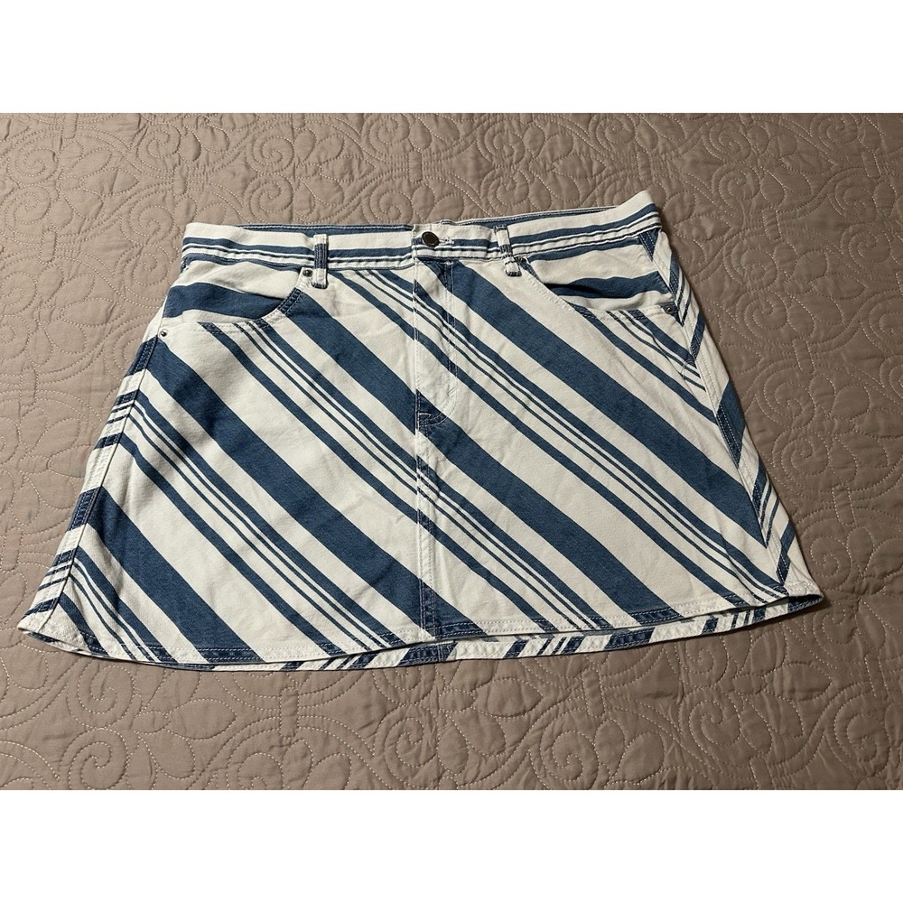 Universal‎ Thread Women's White Blue Denim Skirt, Size 14 15"